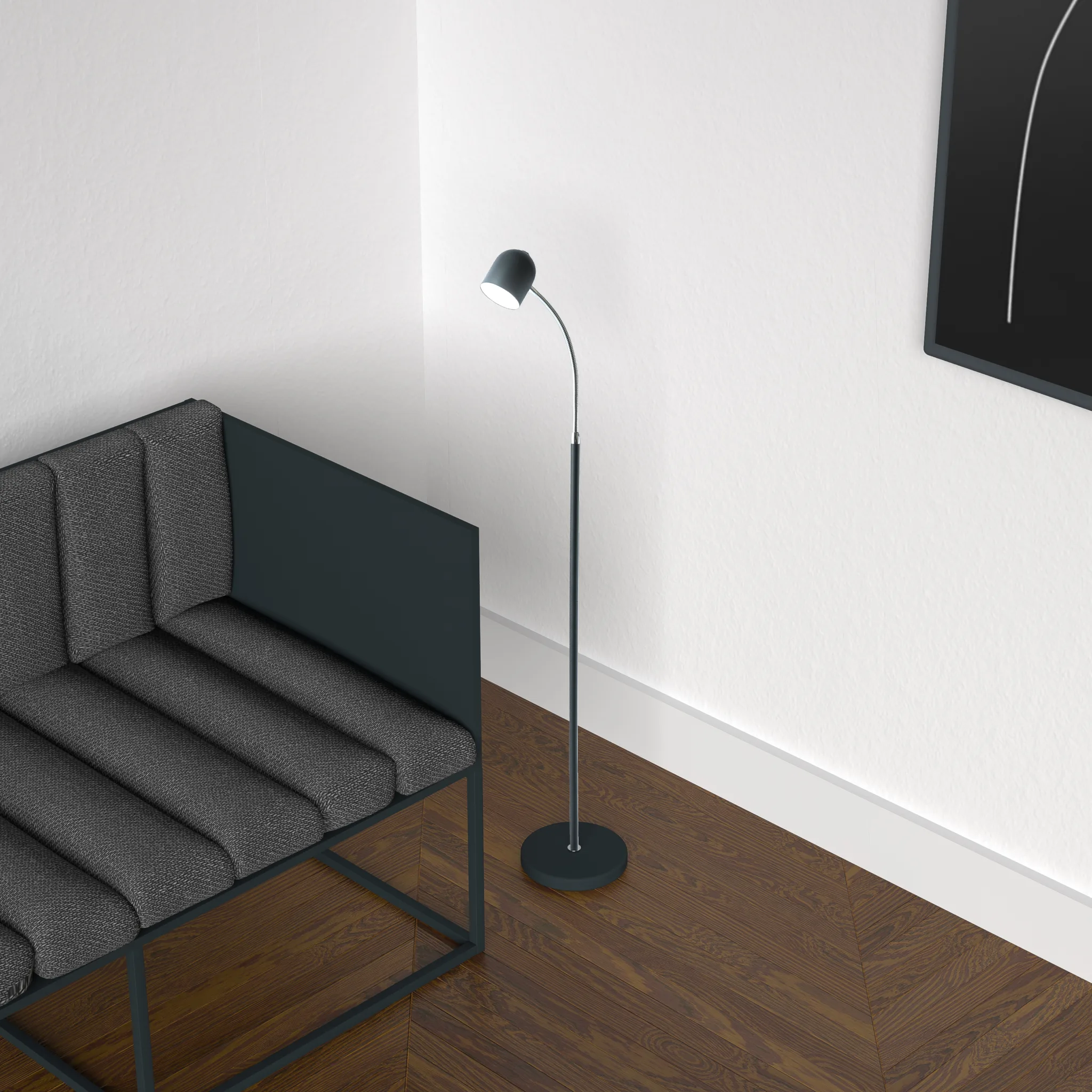 BLACK READING FLOOR LAMP- 123LEDF-BK - Image 2