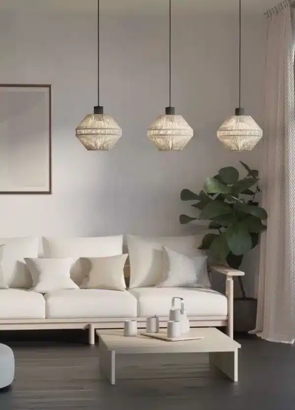 MIDSUMMER 4400 BLACK LINEAR PENDANT WITH CREAM SHADE - Image 2