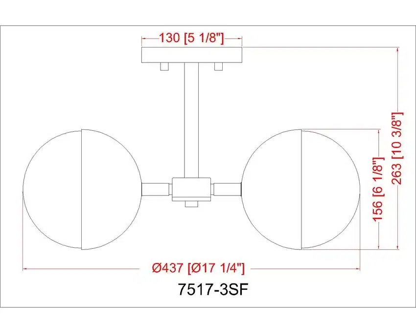 SEMI PLAFONNIER NOIR MAT - REALM SPHERE 7517-3SF-MB - Image 5