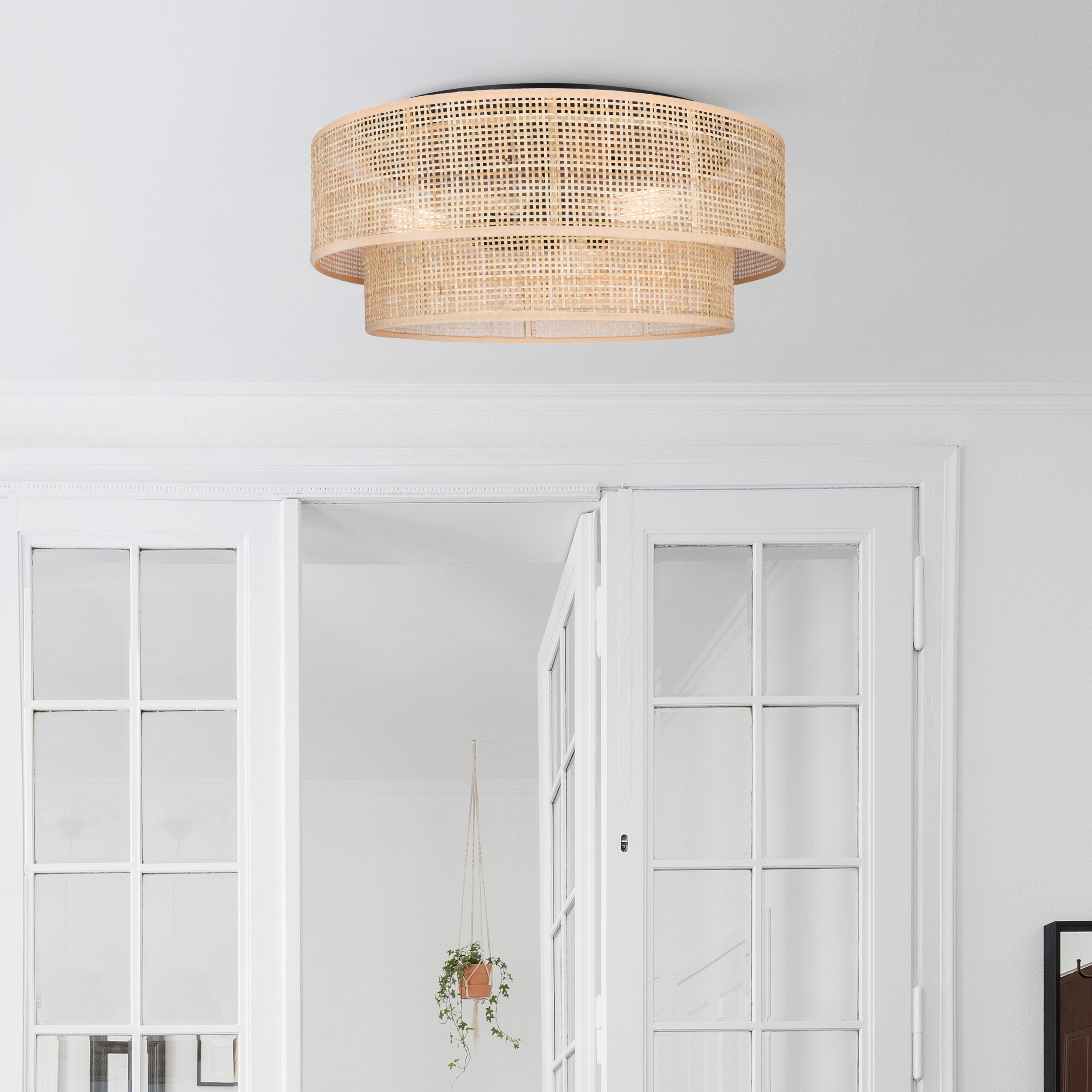 PLAFONNIER ROTIN NATUREL BELLAMY IFM1149A19BK CANARM - Image 3