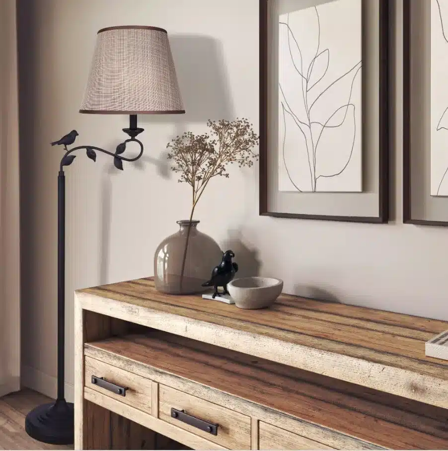 LAMPE DE PLANCHER BRONZE ABAT-JOUR TISSUS HAVRAN IFL1177A60O - Image 2