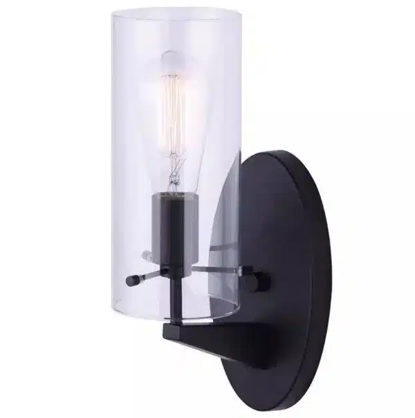 1-Light Black Wall Sconce with Clear Glass — JONI IVL759A01BK