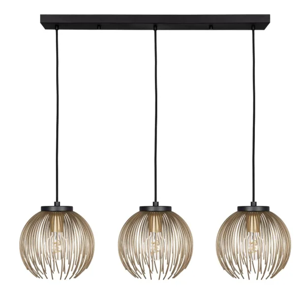 Suspension 3 lampes, noir et doré Venezuela 900167A