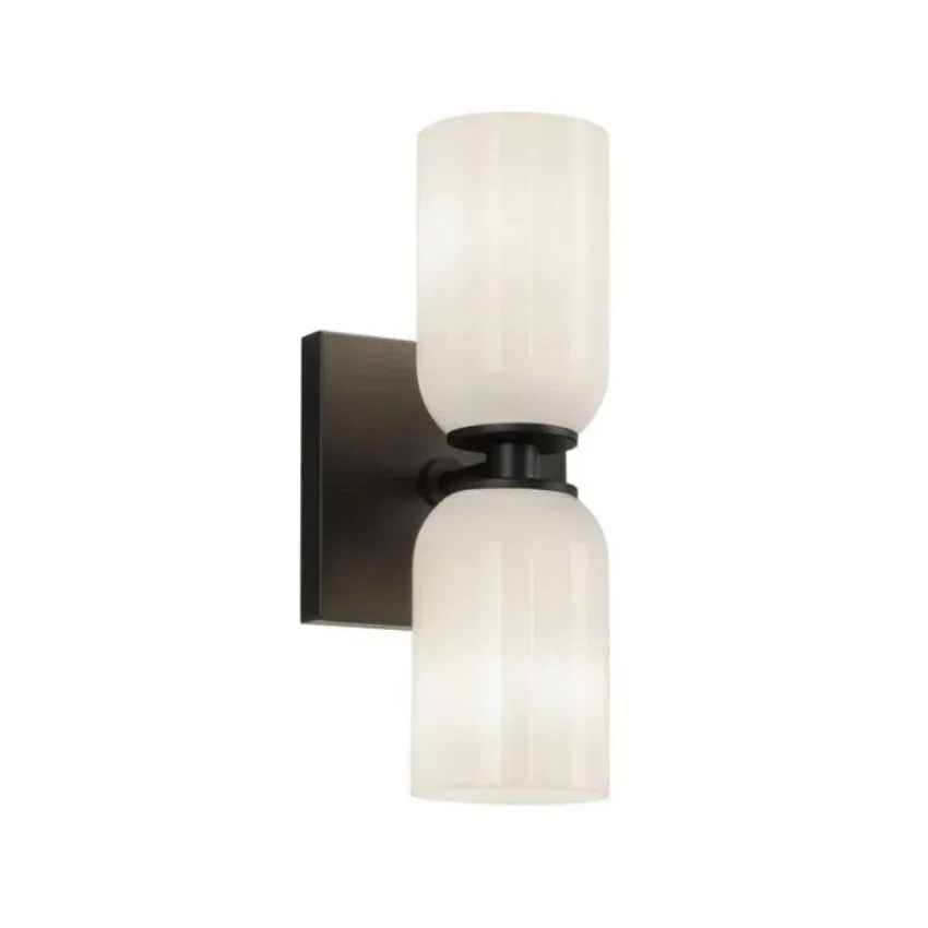 2-LIGHT BLACK WALL SCONCE – OPAL- NOLA WS57712-BK-GO