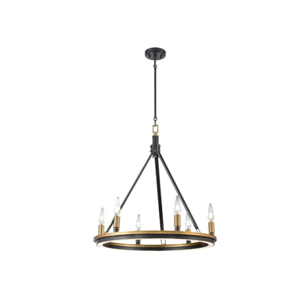 CHANDELIER LAITON ET NOIR - ALETHEIA -DVP46326BR-GR