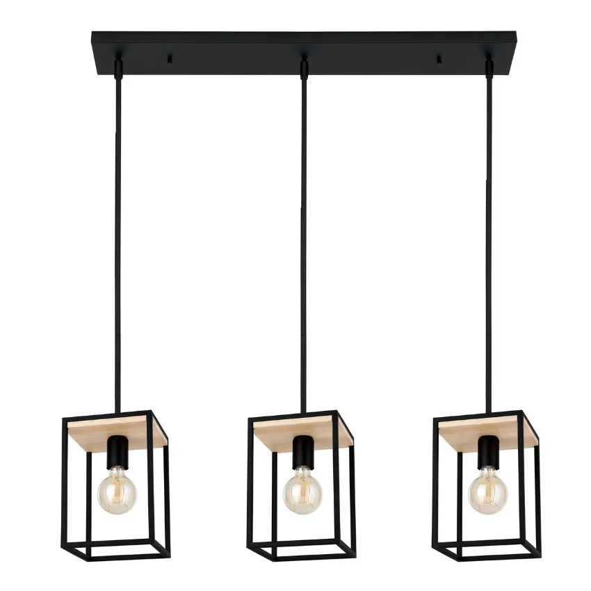 SUSPENDU LINÉAIRE 3L NOIR ET BOIS- LIBERTAD 99855A
