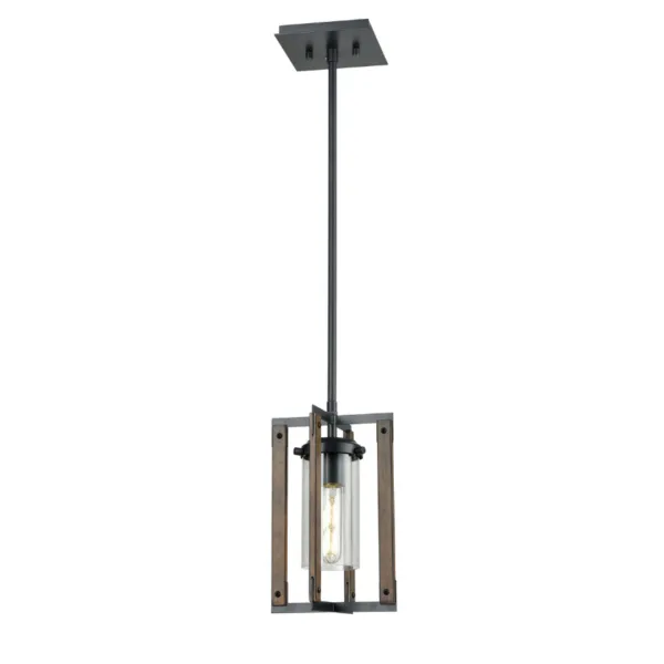 GRAPHITE AND WOOD SINGLE PENDANT- OKANAGA DVP38621-GR-IW-CL