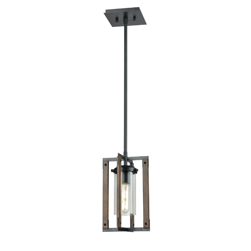 GRAPHITE AND WOOD SINGLE PENDANT- OKANAGA DVP38621-GR-IW-CL