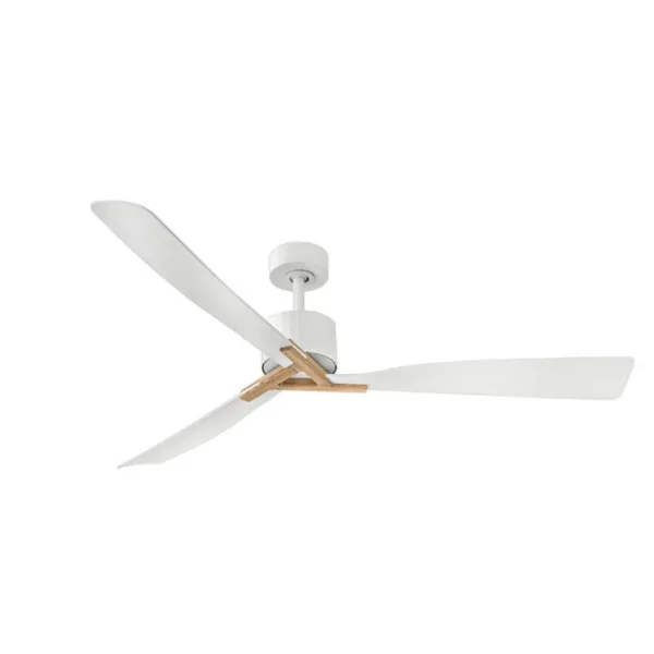 60" WHITE AND WOOD LED CEILING FAN - RAFTER 908260FMW-LDD