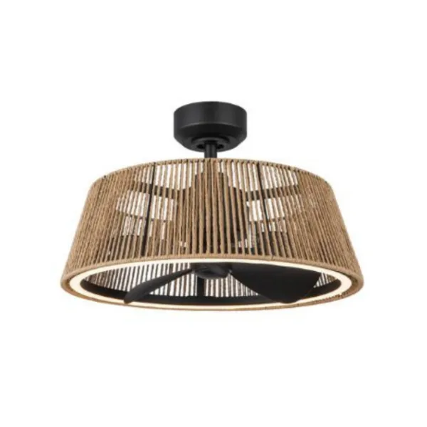 24" Black and Woven Ceiling Fan- ISLA CF41424-MB-BR-5CCT