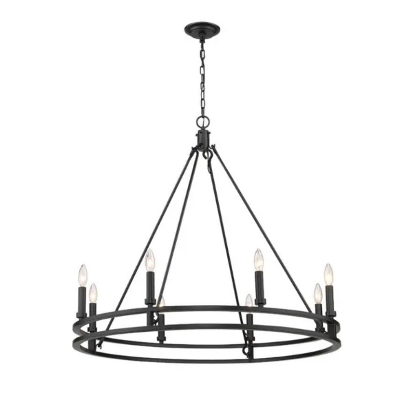 8-Light Black Chandelier-DENNISON 4005-8MB