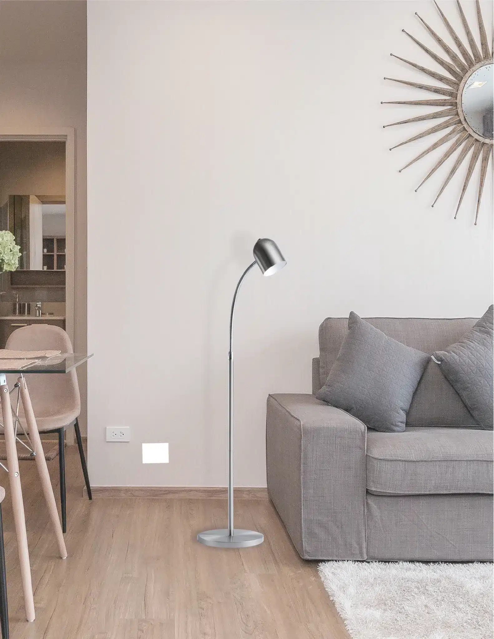LAMPE DE PLANCHER/LECTURE SATIN NICKEL- 123LEDF-SC - Image 2