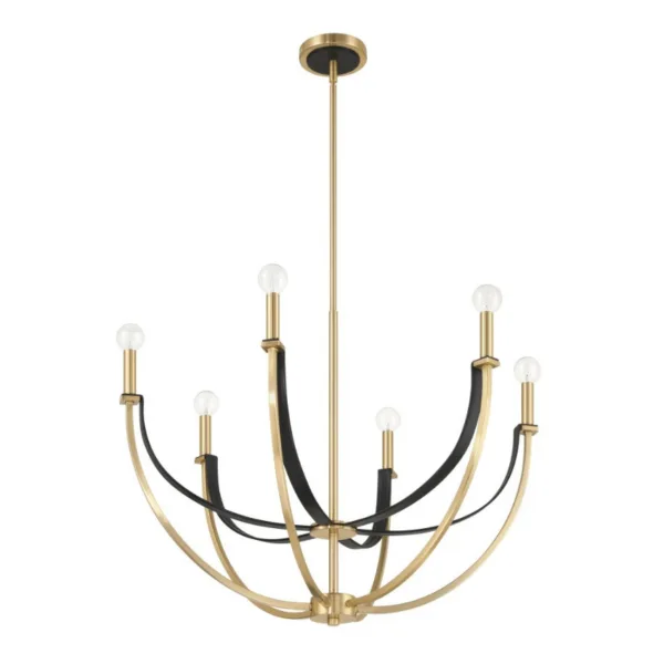 CHANDELIER 6-L NOIR ET OR- SUSSEX 207368A