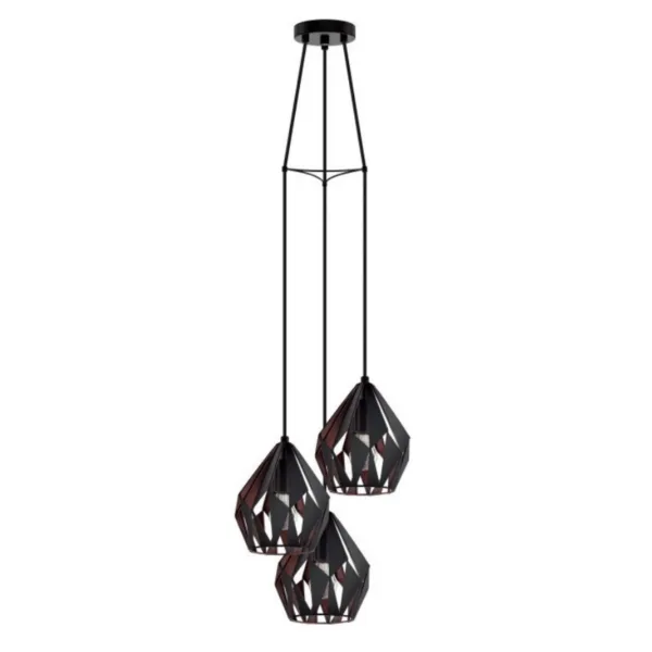 SUSPENDU 3-L MULTI NOIR ET CUIVRE- CARLTON 202041A