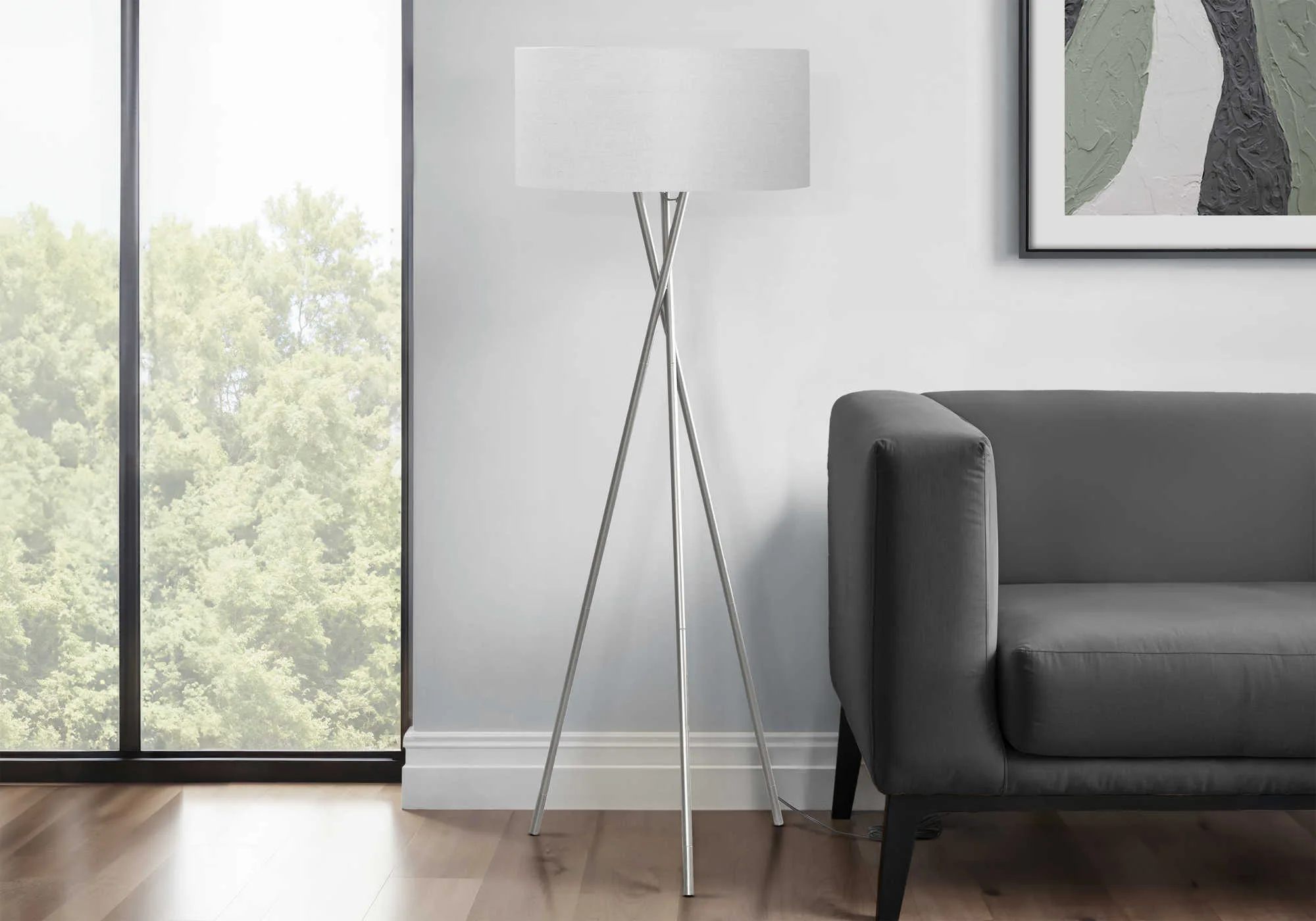 LAMPE SUR PIED TREPIED NICKEL- I 9757 - Image 2