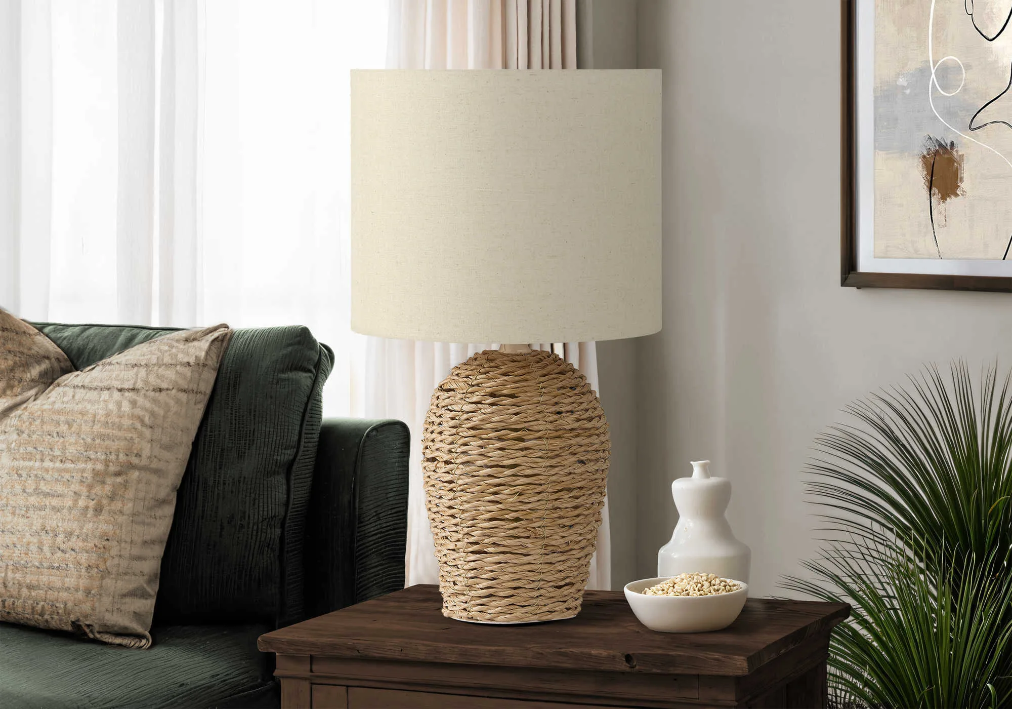 LAMPE DE TABLE ROTIN NATUREL- I 9854 - Image 2