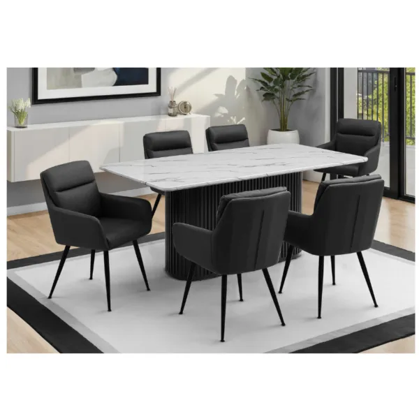 Black Faux Marble Dining Table- 1226