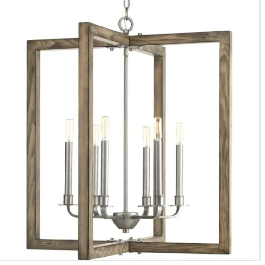 SUSPENDU 6-L FAUX BOIS ET NICKEL-TURNBURY P4761-141