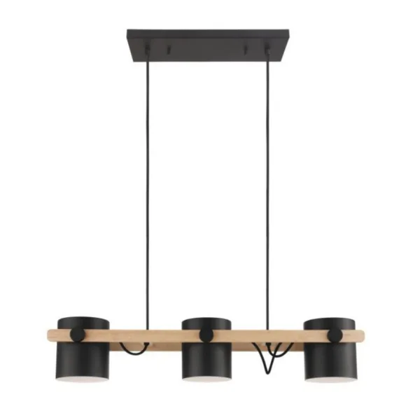 SUSPENDU 3-L LINÉAIRE NOIR ET BOIS- HORNWOOD 43045A