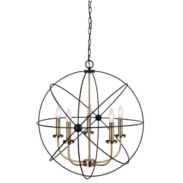 SUSPENDU 5-L NOIR ET OR- SUMMERSIDE ICH282B05BKG